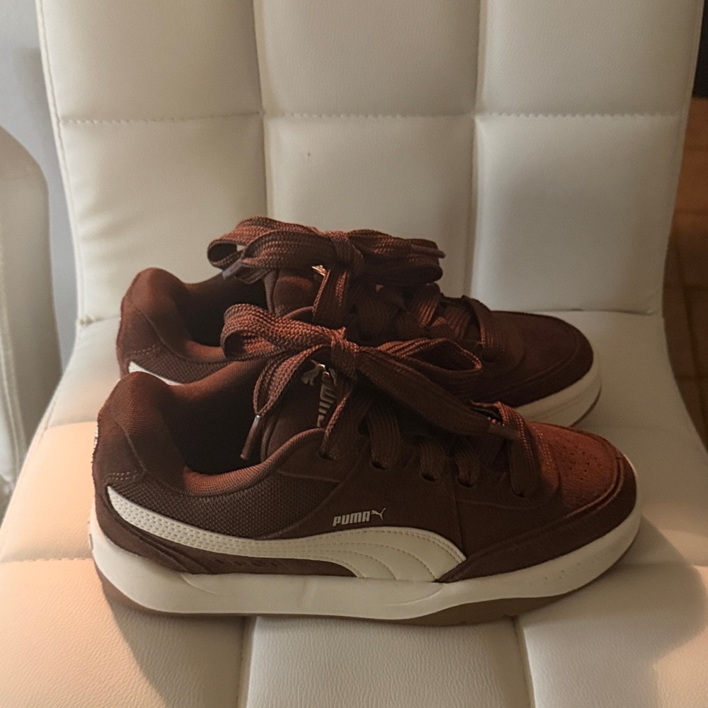 Puma Chocolate Brown Sneakers with White Highlights